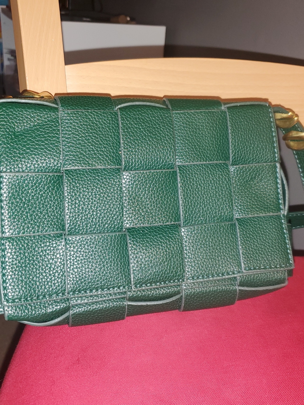 Green Woven Leather Shoulder Bag - Womens